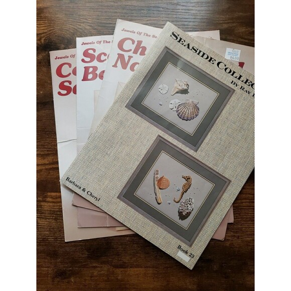 Seaside Cross Stitch Pattern Lot 4 Ray Davenport Shell Sand Dollar Beach Ocean - Picture 2 of 11